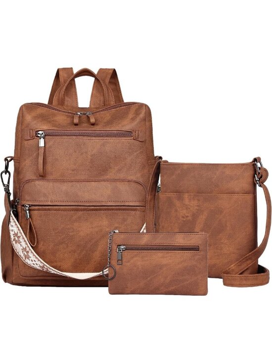 Stylish PU Leather Backpack Purse for Women - Fashionable Travel & Work Bag main image 5